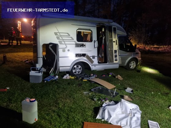 F1 - Gasflasche in Wohnwagen explodiert
